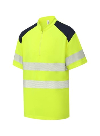 Yoko Hi-vis mandarin collar zip neck comfort trim polo (HVJ230)