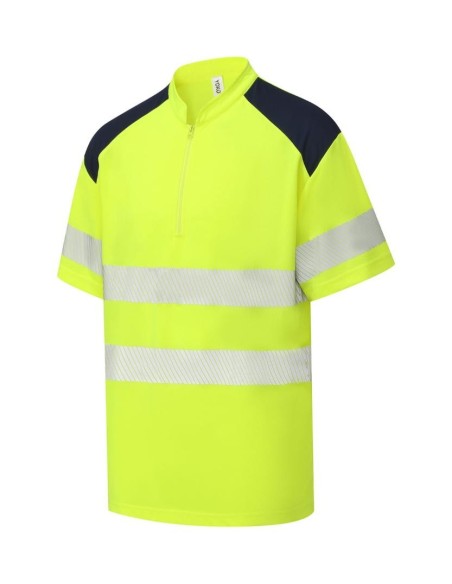 Yoko Hi-vis mandarin collar zip neck comfort trim polo (HVJ230)