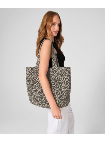 Westford Mill Leopard print canvas shopper