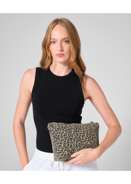 Westford Mill Leopard print canvas accessory bag