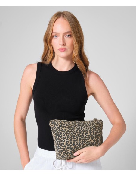 Westford Mill Leopard print canvas accessory bag