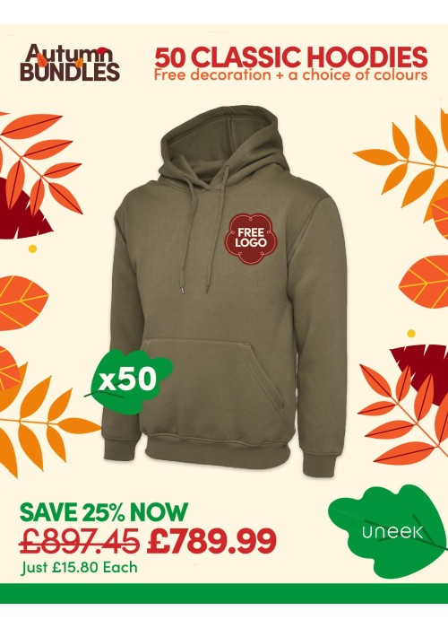 Bundle: 50 Classic Hoodies with Free Logo