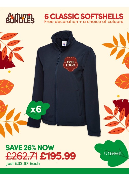 Bundle: 6 Classic Softshell Jackets with Free Logo