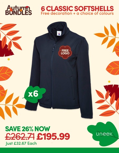 Bundle: 6 Classic Softshell Jackets with Free Logo