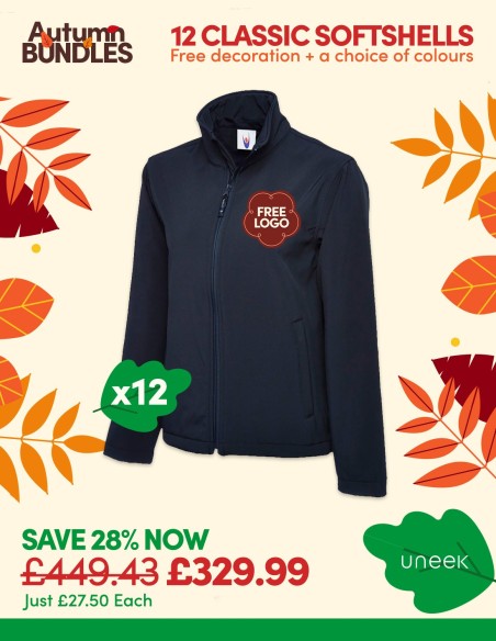 Bundle: 12 Classic Softshell Jackets with Free Logo