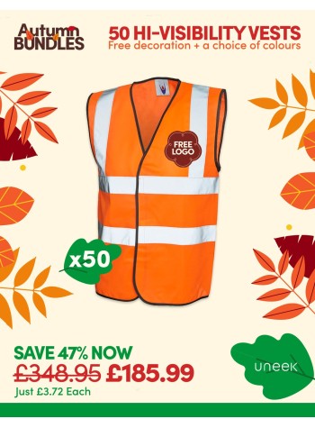 50 of our best selling Hi-Vis Waistcoats with FREE LOGO PRINTING and FREE DELIVERY