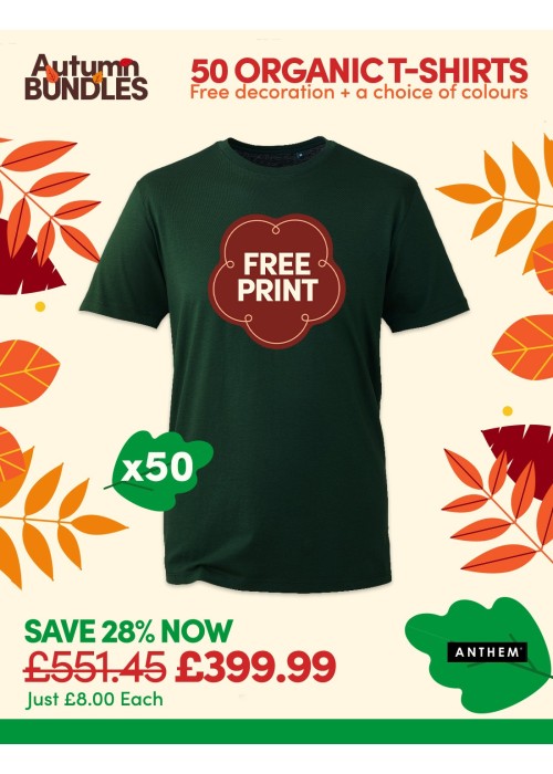 Bundle: 50 Anthem Organic T-Shirts with Free...