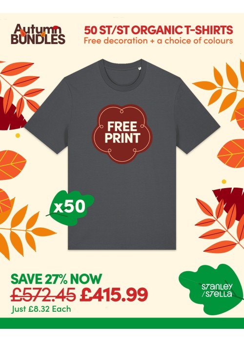 Bundle: 50 Stanley/Stella Organic T-Shirts with...