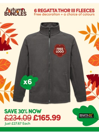 6 of our best selling Regatta Fleeces with FREE EMBROIDERED LOGO and FREE DELIVERY included.