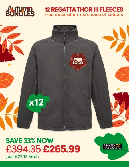Bundle: 12 Regatta Thor III Fleeces with Free Logo