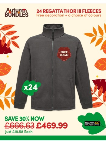 24 of our best selling Regatta Fleeces with FREE EMBROIDERED LOGO and FREE DELIVERY included.