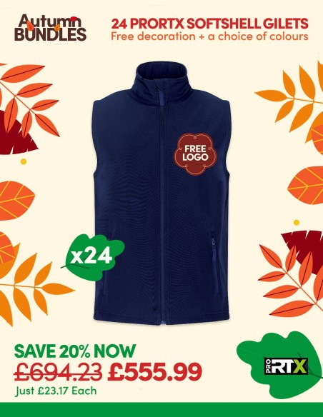 Bundle: 24 ProRTX 2-Layer Softshell Gilets with Free Logo