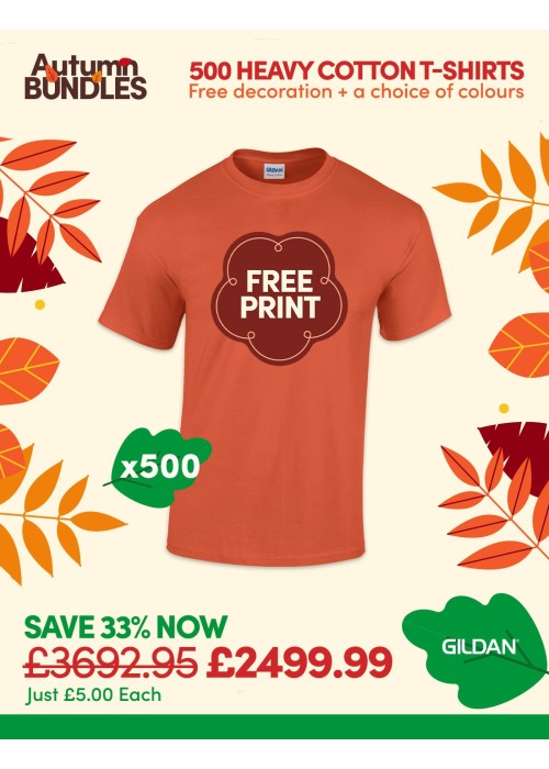 Bundle: 500 x Heavy Cotton T-Shirts with Free...