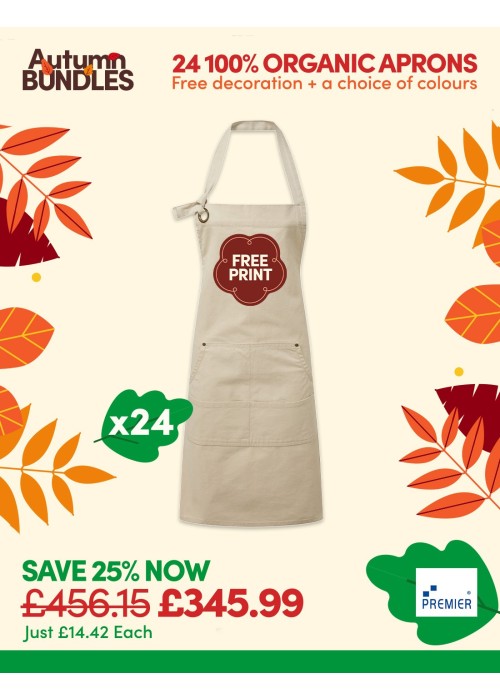 Bundle: 24 x 100% Organic Cotton Aprons with...