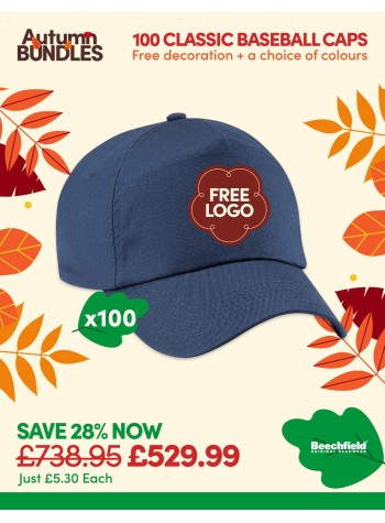 A bundle containing 100 Durable 5-Panel Baseball Cap with FREE LOGO