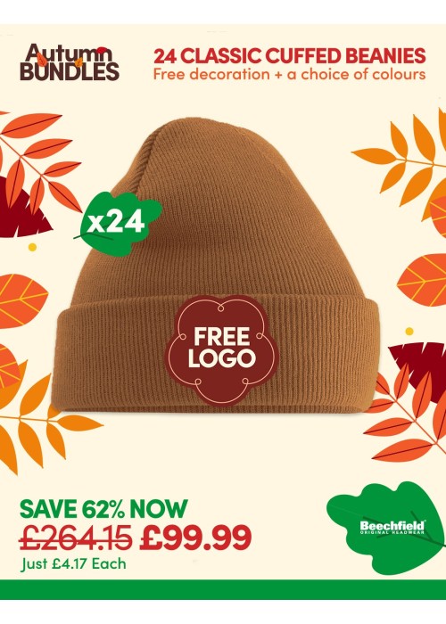 Bundle: 24 x Cuffed Beanie with FREE Logo