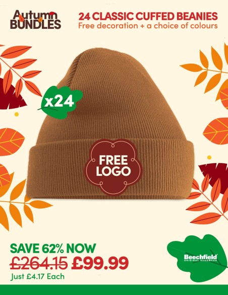 Bundle: 24 x Cuffed Beanie with FREE Logo