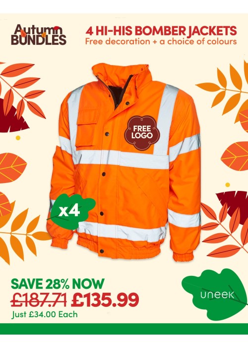 Bundle: 4 x Hi-Vis Bomber Jackets with FREE Logo