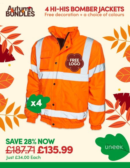 Bundle: 4 x Hi-Vis Bomber Jackets with FREE Logo