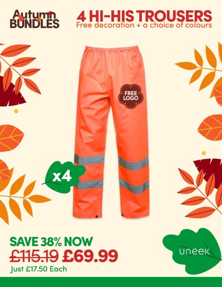 Bundle: 4 x Hi-Vis Trousers with FREE Logo
