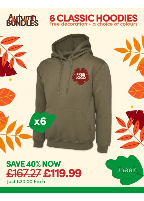 Bundle: 6 Classic Hoodies with Free Logo