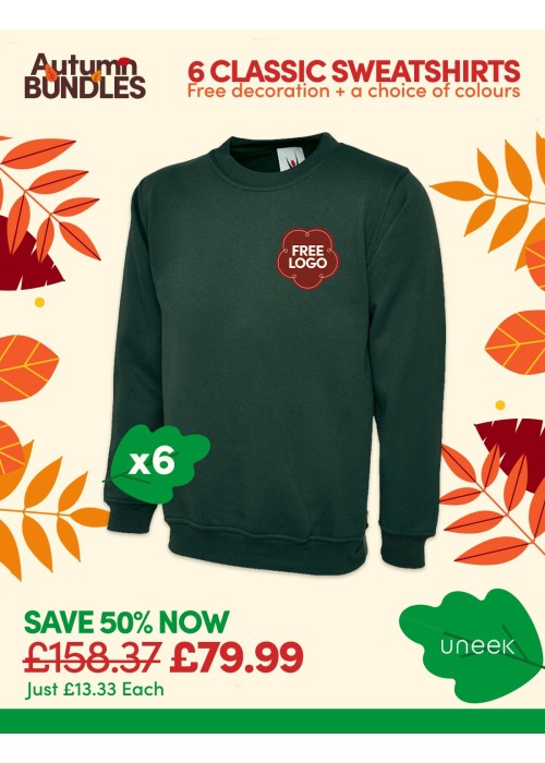 Bundle: 6 Classic Sweatshirts with Free Logo