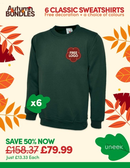 Bundle: 6 Classic Sweatshirts with Free Logo