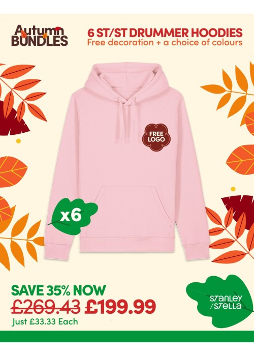 Bundle: 6 x Drummer Unisex Hoodie with Free Logo