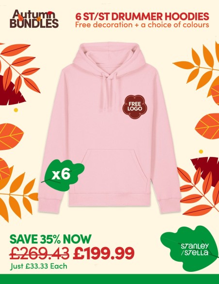 Bundle: 6 x Drummer Unisex Hoodie with Free Logo