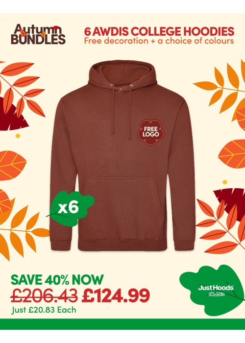 Bundle: 6 x College Hoodie with Free Logo