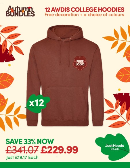 Bundle: 12 x College Hoodie with Free Logo