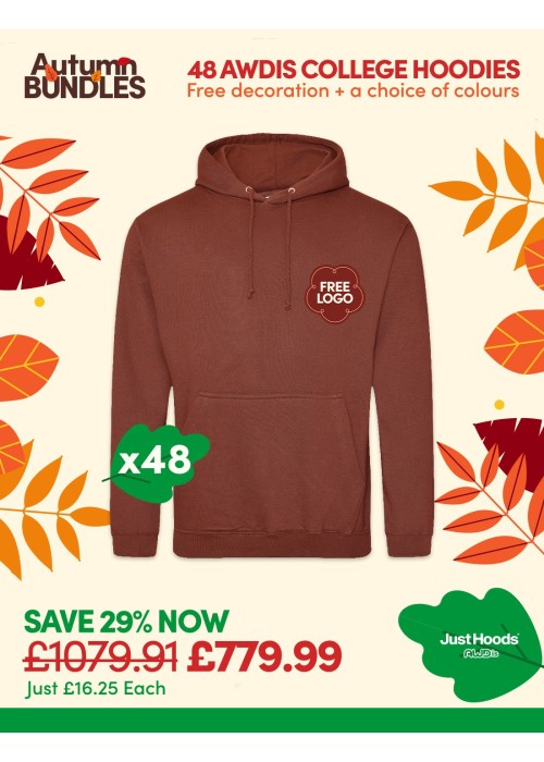Bundle: 48 x College Hoodie with Free Logo