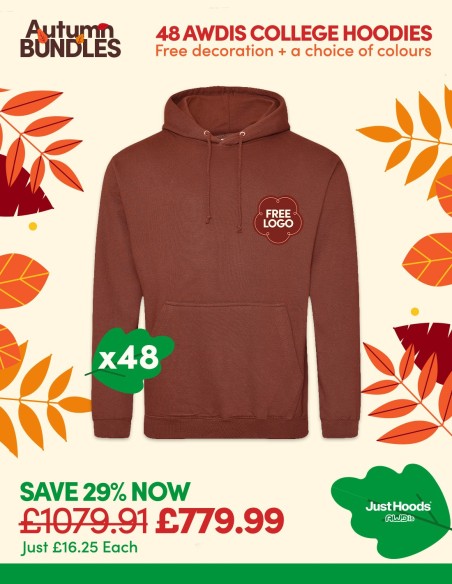 Bundle: 48 x College Hoodie with Free Logo