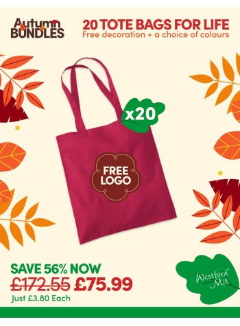 A bundle containing 20 x Tote Bag For Life with FREE PRINTING included.