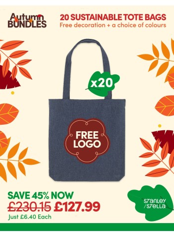 A bundle containing 20 x Sustainable Tote Bags with FREE PRINTING & FREE DELIVERY included.