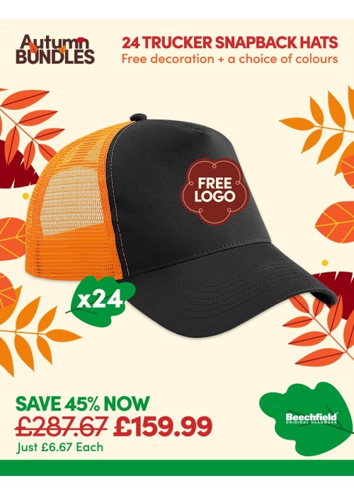 Bundle: 24 x Snapback Trucker Baseball Cap with...