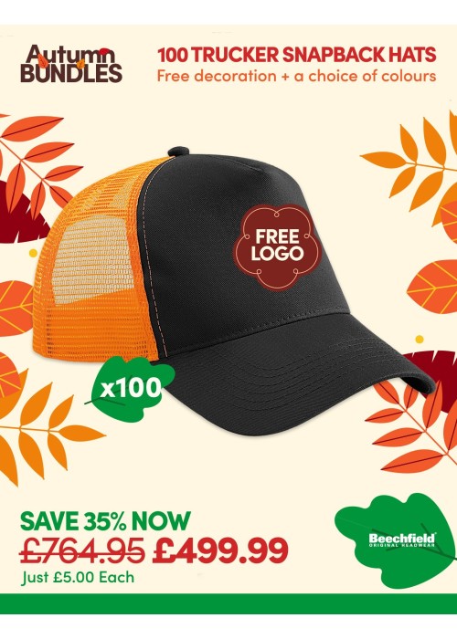 Bundle: 100 x Snapback Trucker Baseball Cap...