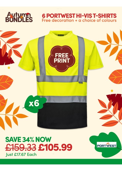 Bundle: 6 x Portwest Two Tone Hi-Vis T-Shirts...