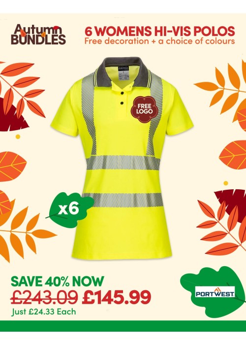 Bundle: 6 x Portwest Women's Hi-Vis Polo Shirts...
