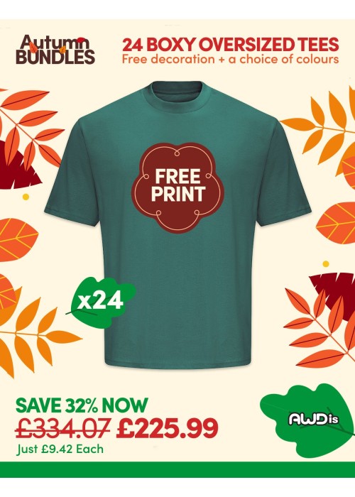 Bundle: 24 x AWDis 240 Boxy Oversized T's with...