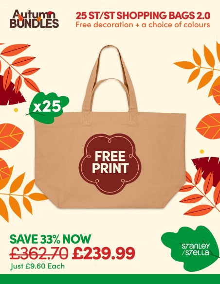 Bundle: 25 x Stanley/Stella Shopping Bag 2.0 with Free Printing