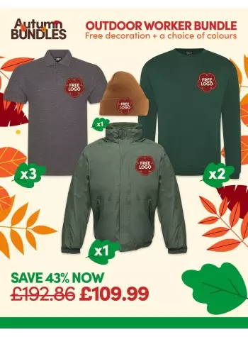 A fantastic value Outdoor Worker bundle of our best-selling Workwear with FREE CUSTOMISATION included.