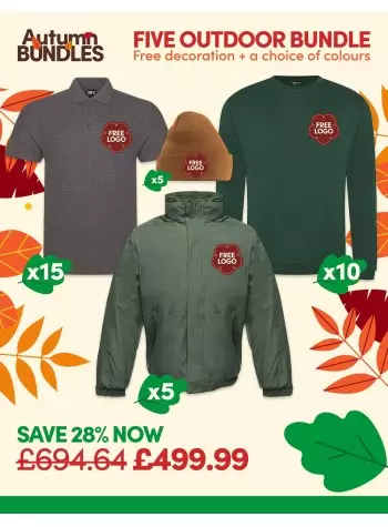A fantastic value 5x Outdoor Worker bundle of our best-selling Workwear with FREE CUSTOMISATION included.