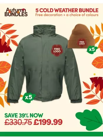 An amazing value 5x Cold Weather Bundle of our best selling workwear with FREE CUSTOMISATION and FREE DELIVERY included.