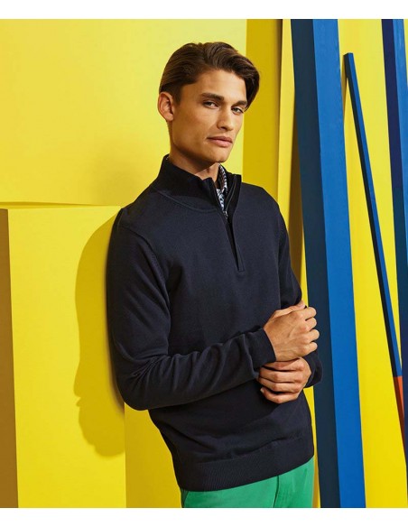 Asquith & Fox Men's Cotton Blend ¼ Zip Sweater