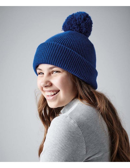 Beechfield Junior reflective bobble beanie