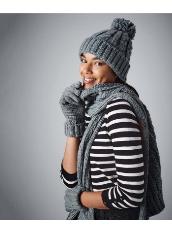 Beechfield Cable knit melange beanie