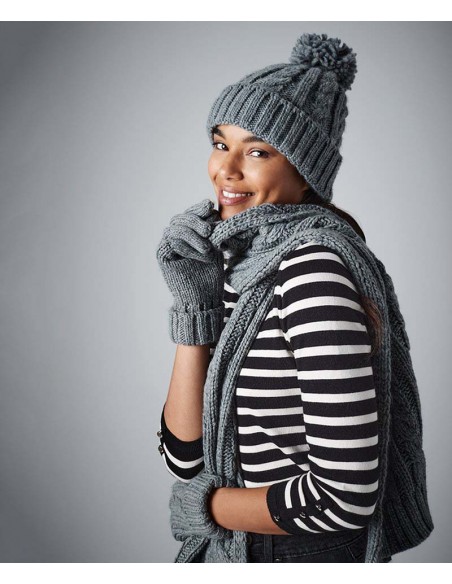 Beechfield Cable knit melange beanie