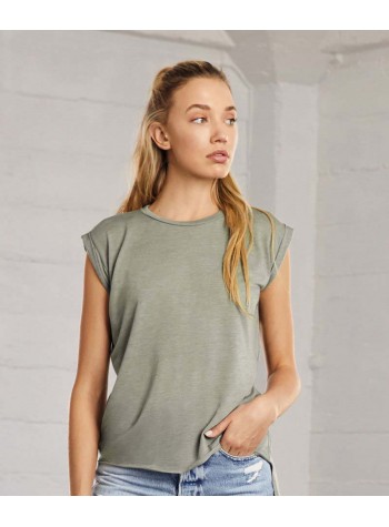 Bella+Canvas Women's Flowy Muscle Tee with Rolled Cuff
