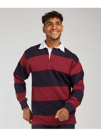 Front Row Sewn stripe long sleeve rugby shirt